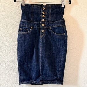 SKY JEANS Button Front Super high Waist denim Skirt Women Size 3/4